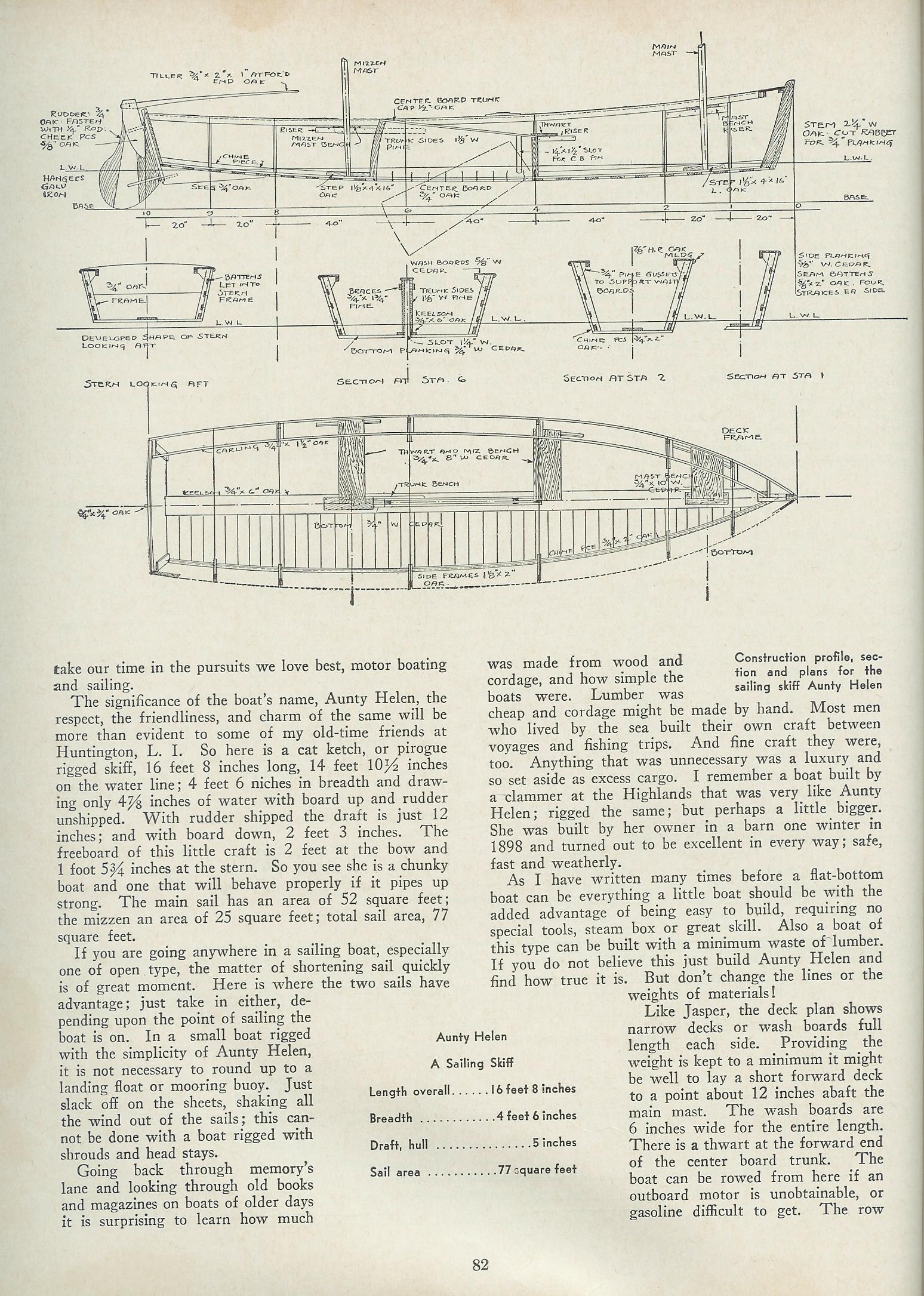 Aunti Helen - a Cat Ketch rigged sailing skiff